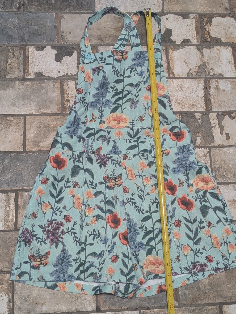 NWT Cider Sage Green Lightweight Corduroy Floral Overall Romper - Women's Medium - Picture 5 of 8
